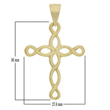 14k Yellow Gold Cross Religious Charm Pendant 1.4" 2.5 grams - Yellow