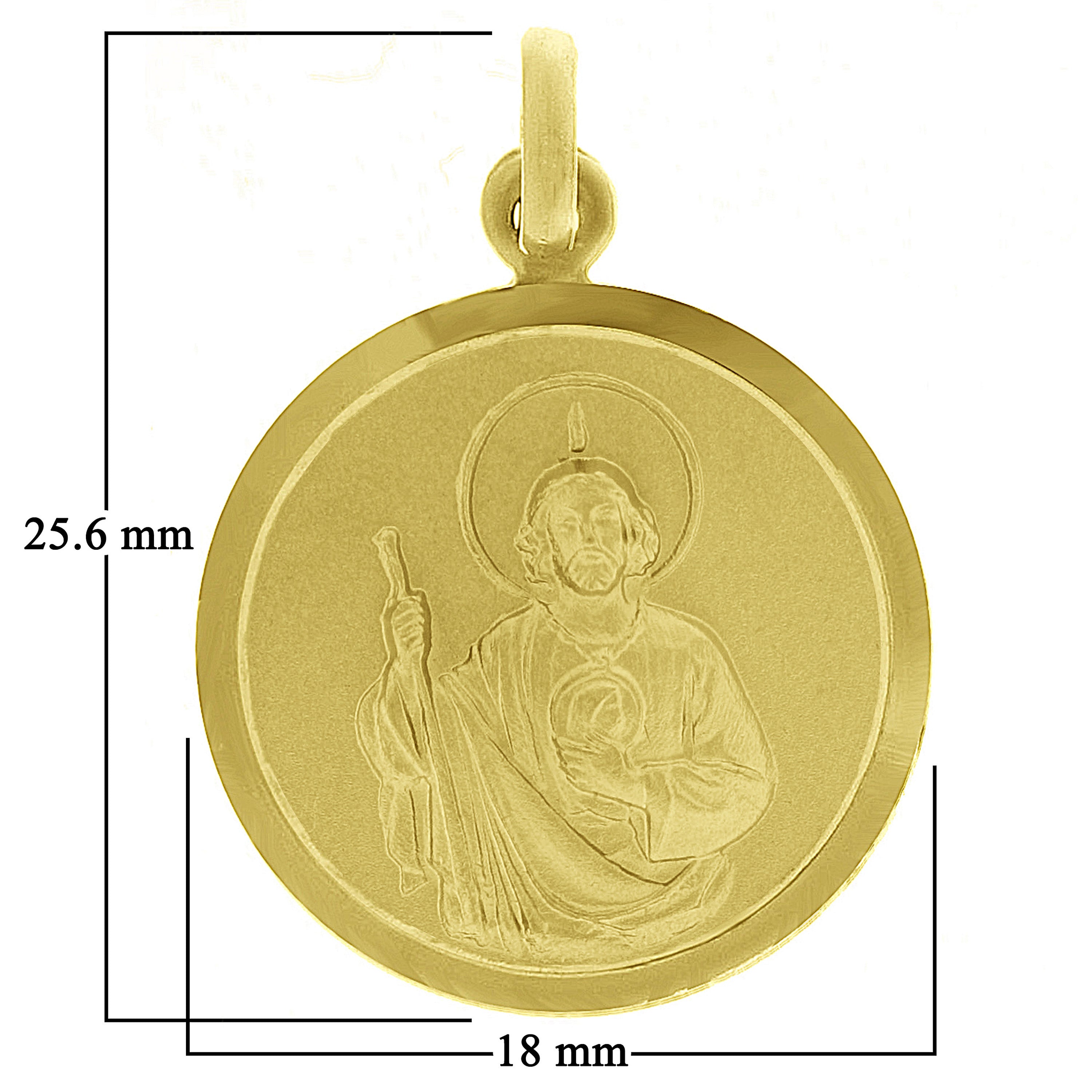 Italian 14k Yellow Gold Saint Jude Religious Charm Medal Pendant 1" 2.1 grams