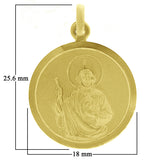 Italian 14k Yellow Gold Saint Jude Religious Charm Medal Pendant 1" 2.1 grams
