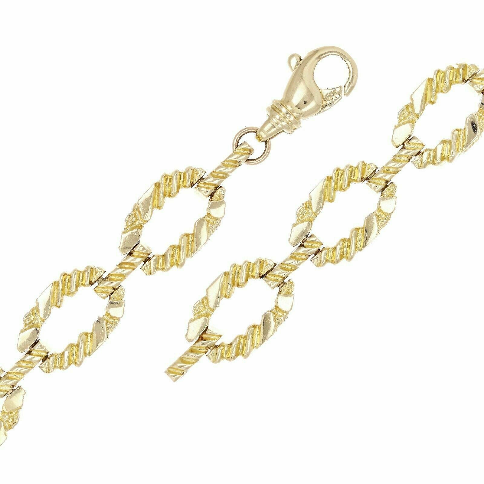 14k Yellow Gold Oval Link Nugget Bracelet 7.25" 11.7mm 26 grams - Yellow,7.25"
