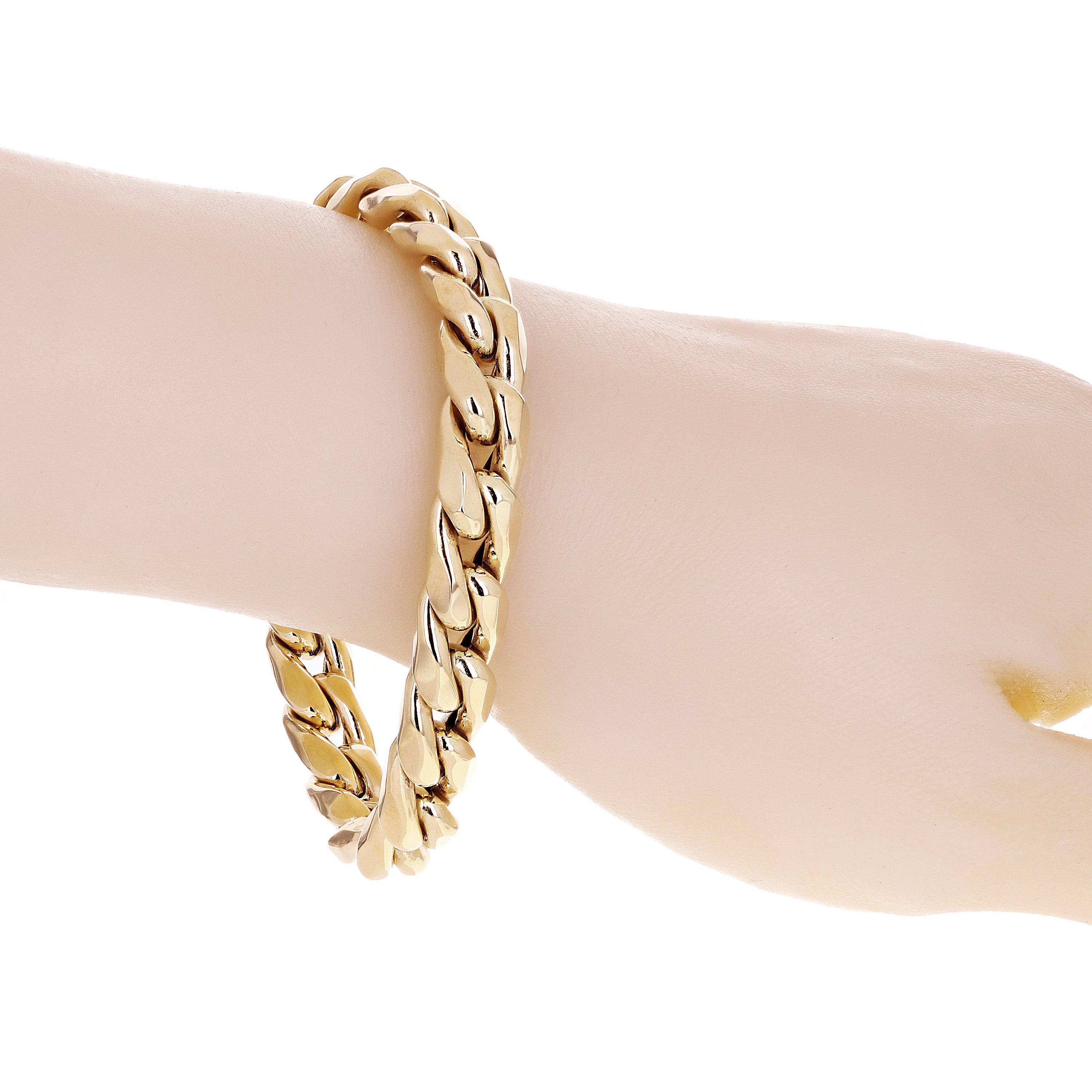 Italian 14k Yellow Gold Hollow Cuban Curb Link Bracelet 8" 9.7mm 25 grams