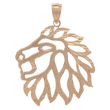 14k Rose Gold Diamond Cut Lion Head Lion Face Charm Pendant 1.3" 2.9 grams - Rose