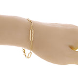 Italian 14k Yellow Gold High Polished & Diamond Cut Paperclip Link Bracelet 7"