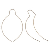 14k White Gold Drop Dangle Double Curved Stick Bar Earrings - White