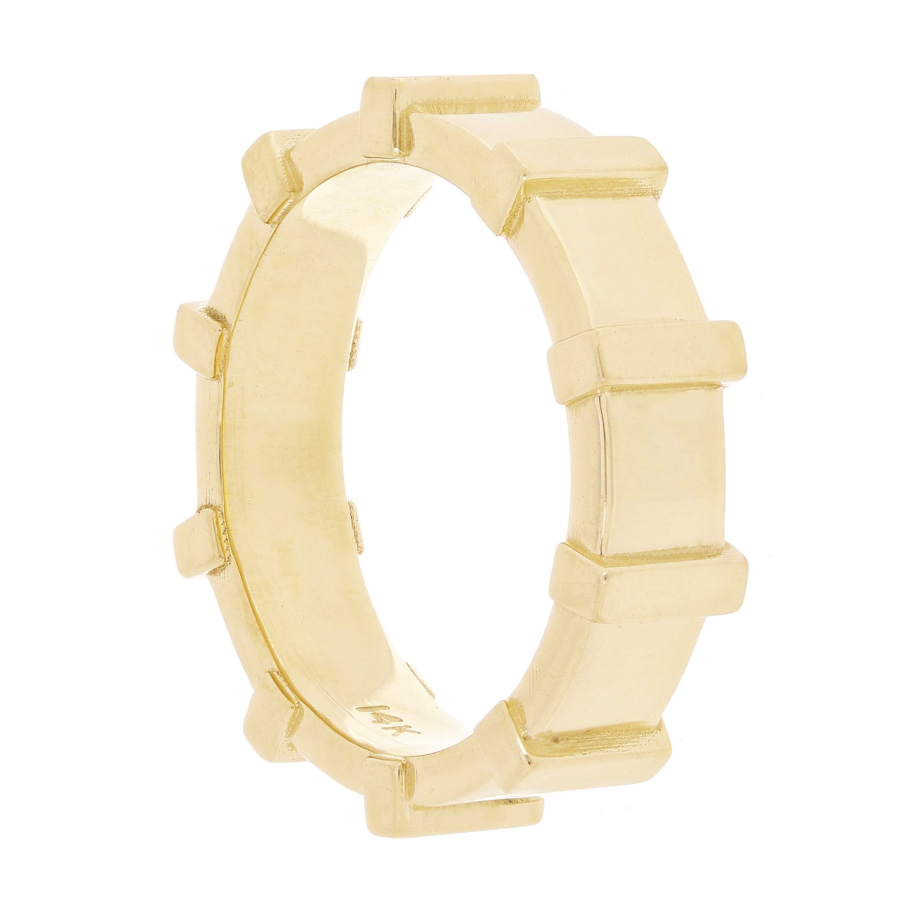 14k Yellow Gold Protrude Bar Ring Band Size 8 - 5.9mm 8.7 grams