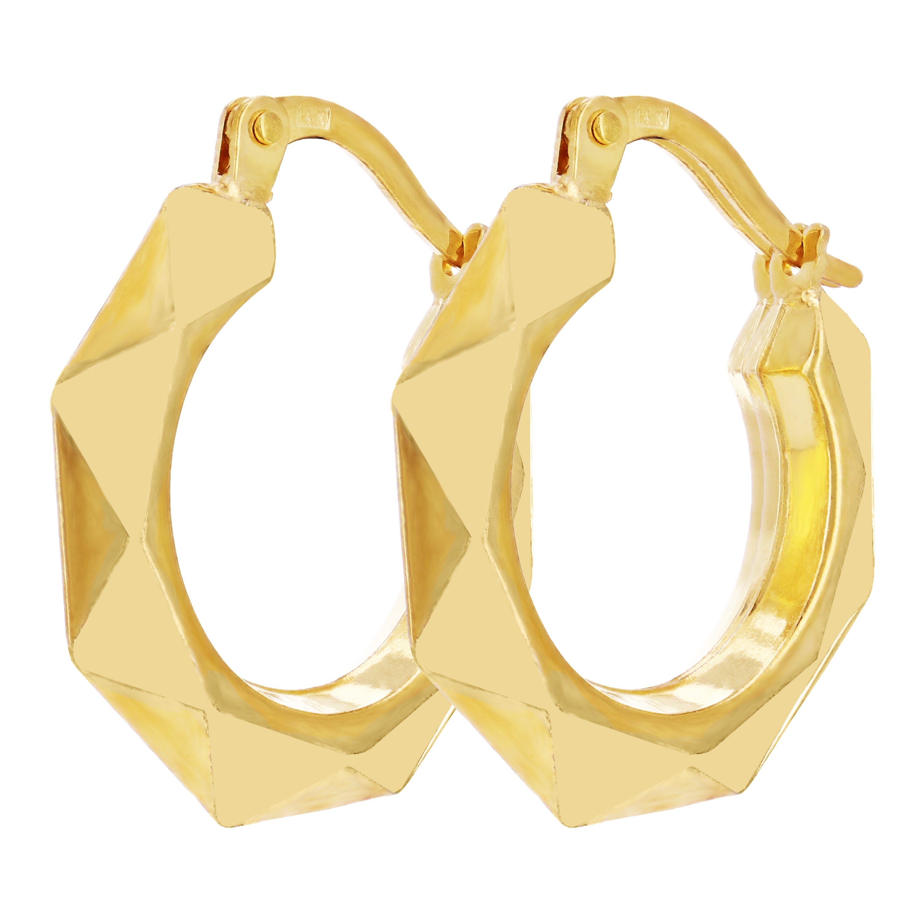 14k Yellow Gold Hollow Loop Hoop Earrings 21mm x 3.6mm 2.2 grams