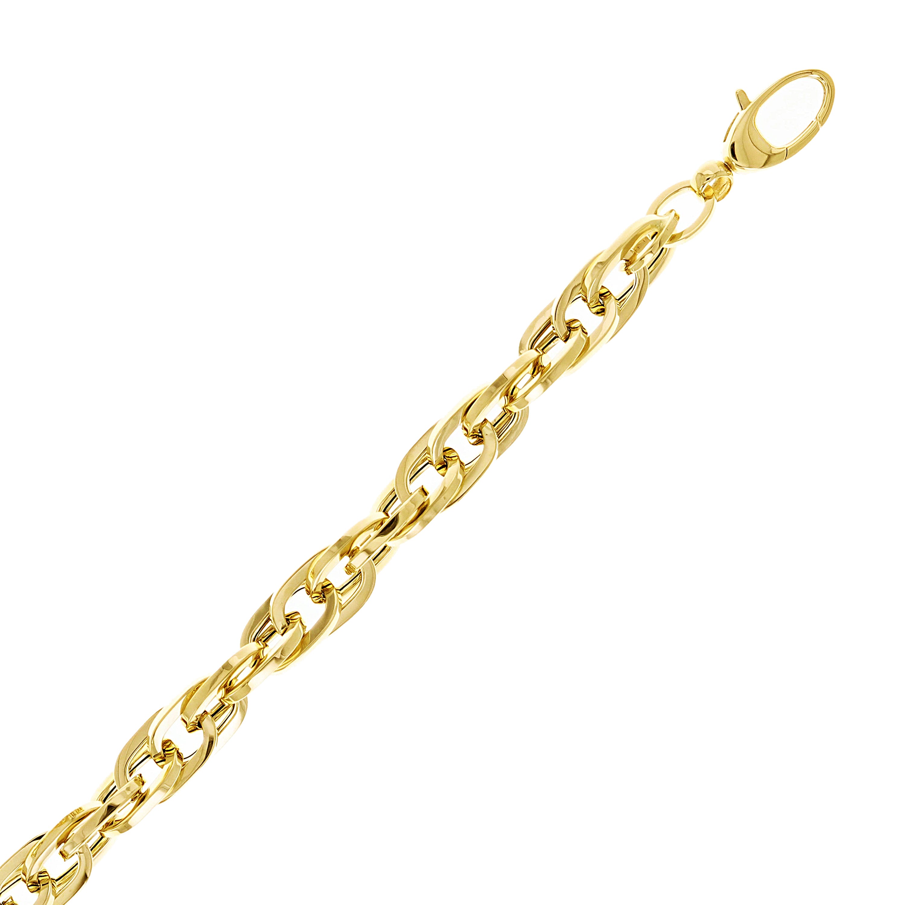 Italian 14k Yellow Gold Hollow Double Oval Links Bracelet 7.5" 6.7mm 5.9 grams