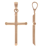 14k Rose Gold Plain Cross Religious Charm Pendant Small - Rose,Small