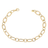 Italian 14k Yellow Gold Hollow Oval Link Bracelet 7.5" 7.2mm 2.8 grams