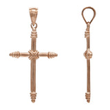 14k Rose Gold Cross Religious Charm Pendant 1.4" 1.9 grams - Rose