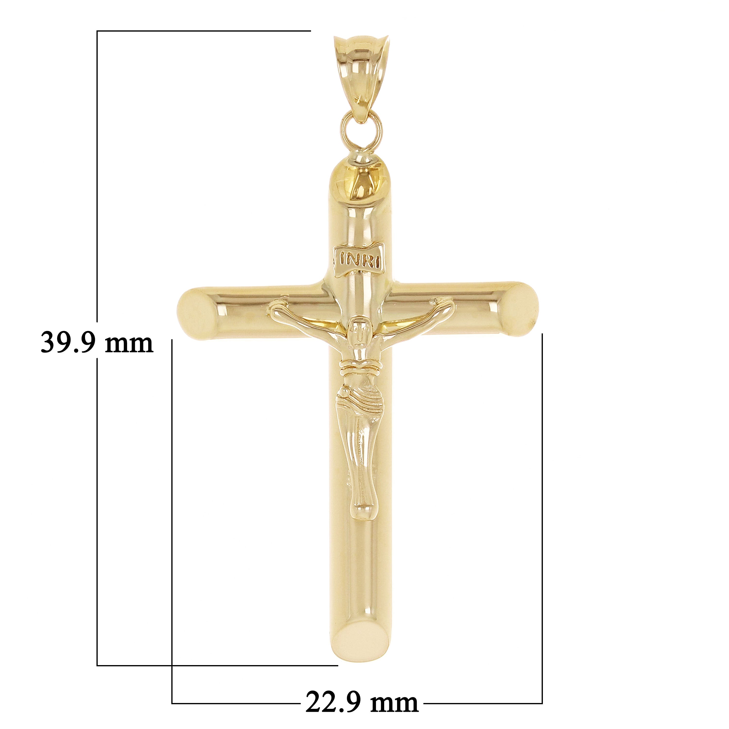Italian Hollow 14k Yellow Gold INRI Crucifix Cross Charm Pendant 1.6" 2 grams