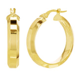 Italian 14k Yellow Gold Square Tube Round Hoop Earrings 1" 5mm 3 grams