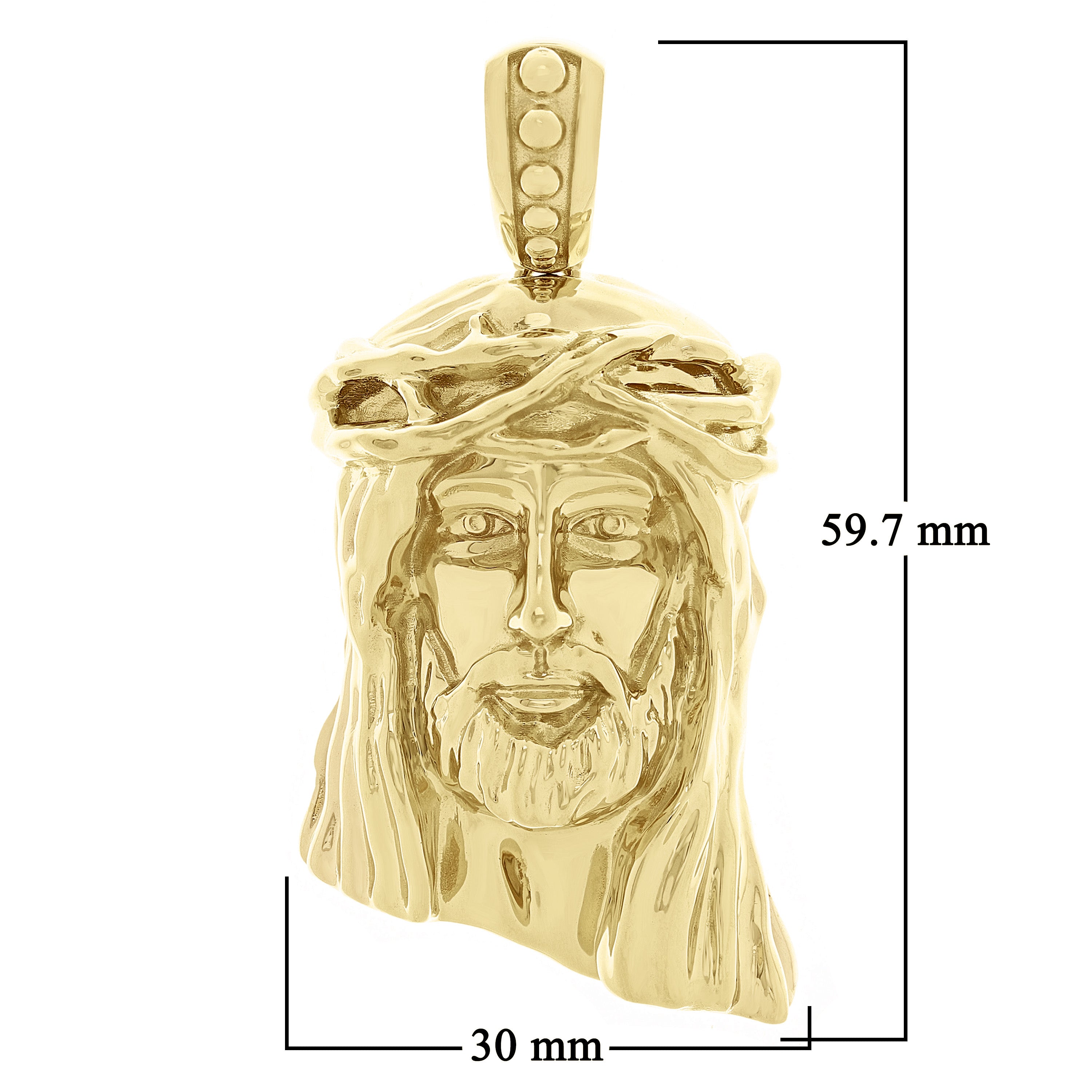 Italian 14k Yellow Gold Jesus Piece Jesus Christ Face Pendant 2.3" 12.4 grams - 2.3"