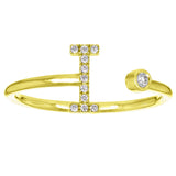 14k Yellow Gold Diamond Initial Letter I Ring Size 6 - Letter I,Yellow