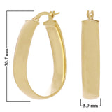 Italian 14k Yellow Gold Oblong Oval U-Shaped Hoop Earrings 1.2" 5.9mm 2.9 grams