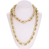 14k Yellow Gold Solid Diamond Cut Rope Chain Necklace 24" 10mm - 24",10mm