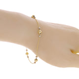 Italian 14k Yellow & White Gold Ball Bead Station Bracelet 8.5" 5m &3mm 1.8grams