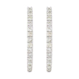 14k White Gold 1ctw Diamond Inside Out Oblong Oval Hoop Earrings