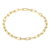 Italian 14k Yellow Gold Solid U Shape Hardwear Link Bracelet 7.75" 5mm 5.5 grams - Yellow