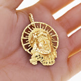 10k Yellow Gold Diamond Cut Jesus Christ Face Religious Charm Pendant 2.1" 14.7g - Yellow