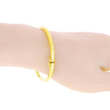 Italian 14k Yellow Gold Hollow Prizm Diamond Cut Bangle Bracelet 7" 4mm 4.7grams