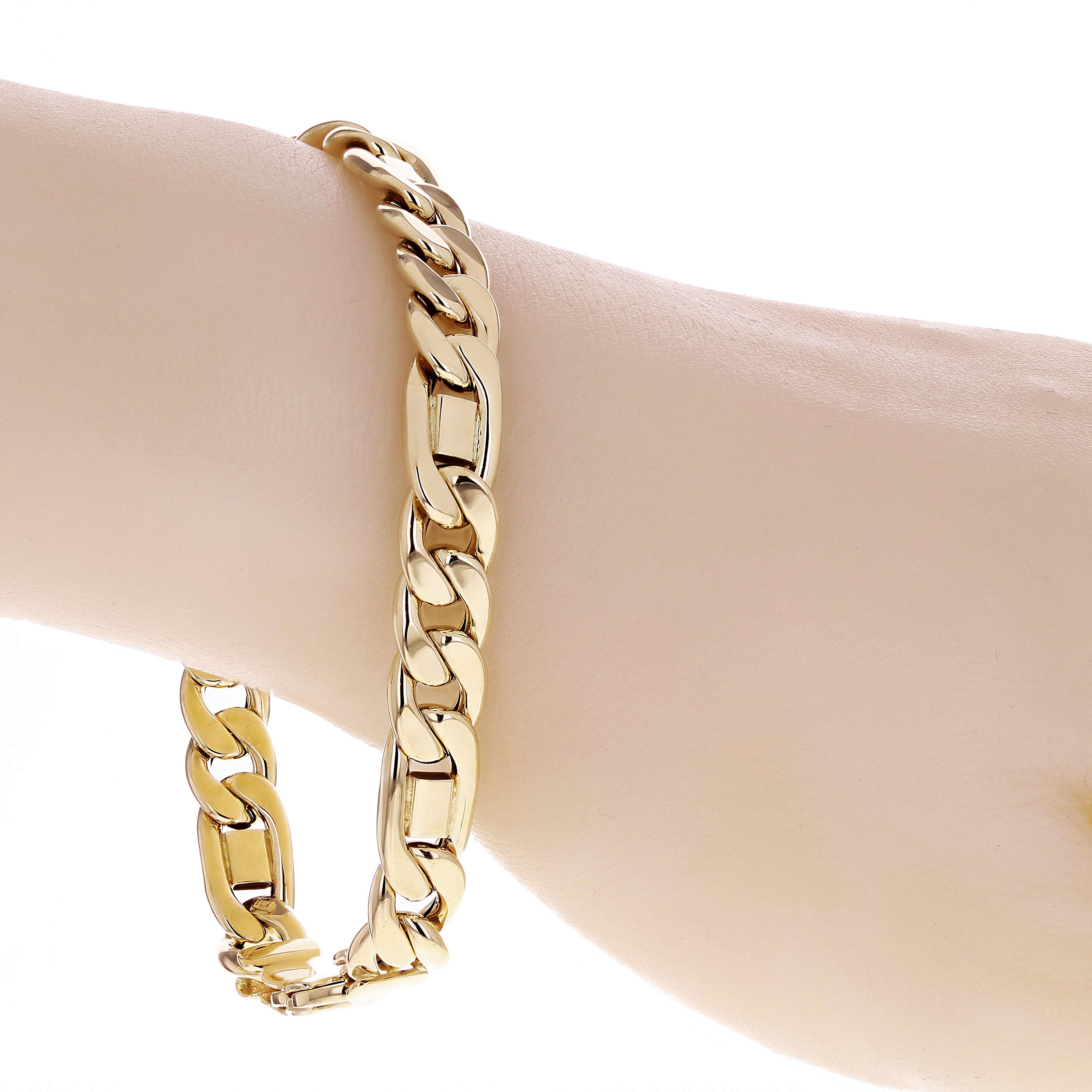 Italian 14k Yellow Gold Hollow Mariner & Cuban Link Bracelet 8.25" 8.5mm 13.2g