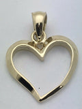 14k Yellow Gold High Polished Open Heart Classic Charm Pendant 1.4 grams
