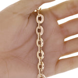Italian 14k Yellow Gold Oval & Paper Clip Link Chain Bracelet 7.5" 10mm 7 grams