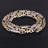 10k Yellow & White Gold Handmade Fashion Link Necklace 24" 7mm 78 grams - 24"