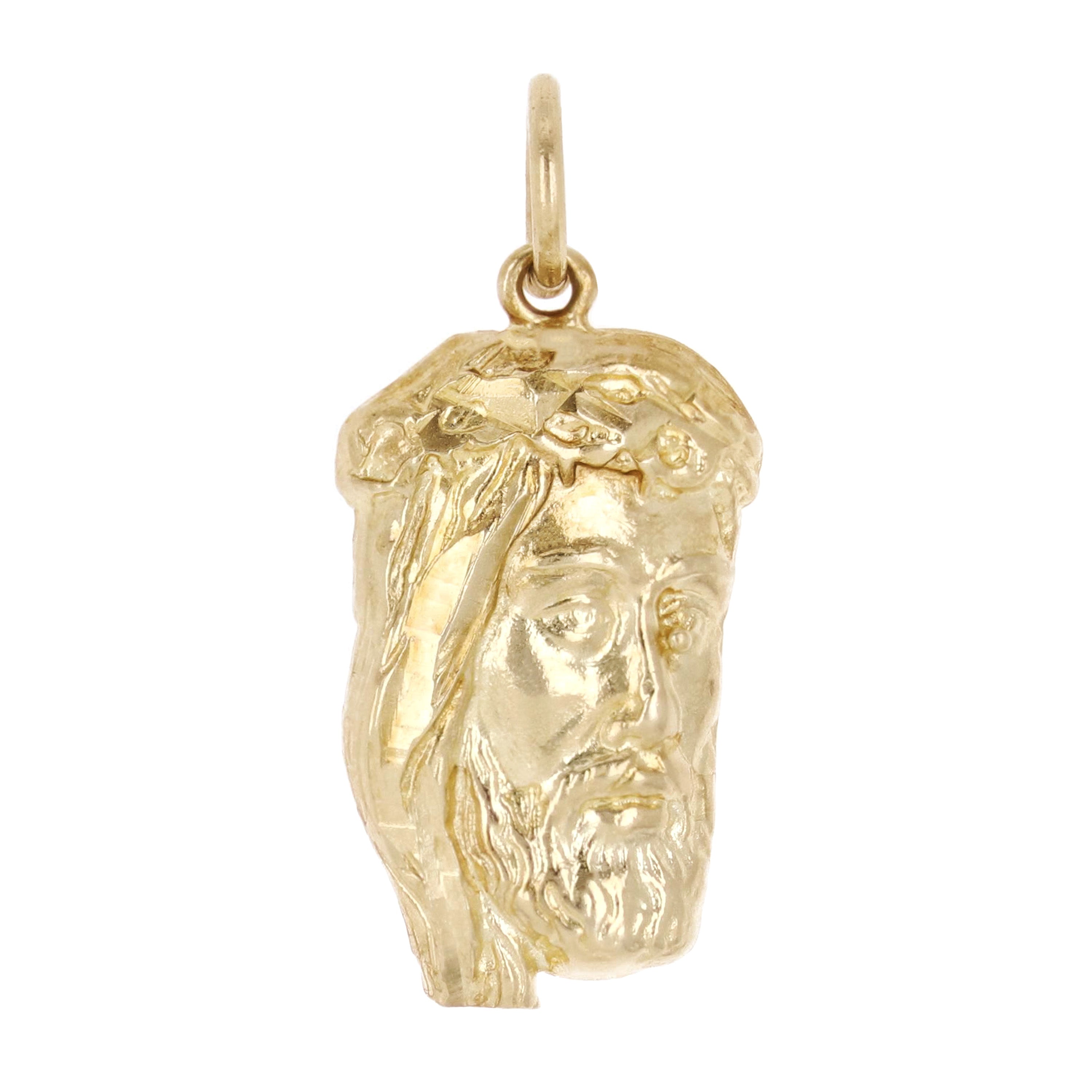 14k Yellow Gold Jesus Piece Jesus Christ Face Religious Charm Pendant 0.9 gram