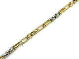 14k Two Tone Gold Handmade Fashion Link Bracelet 7.5" 5.5mm 15.2 grams