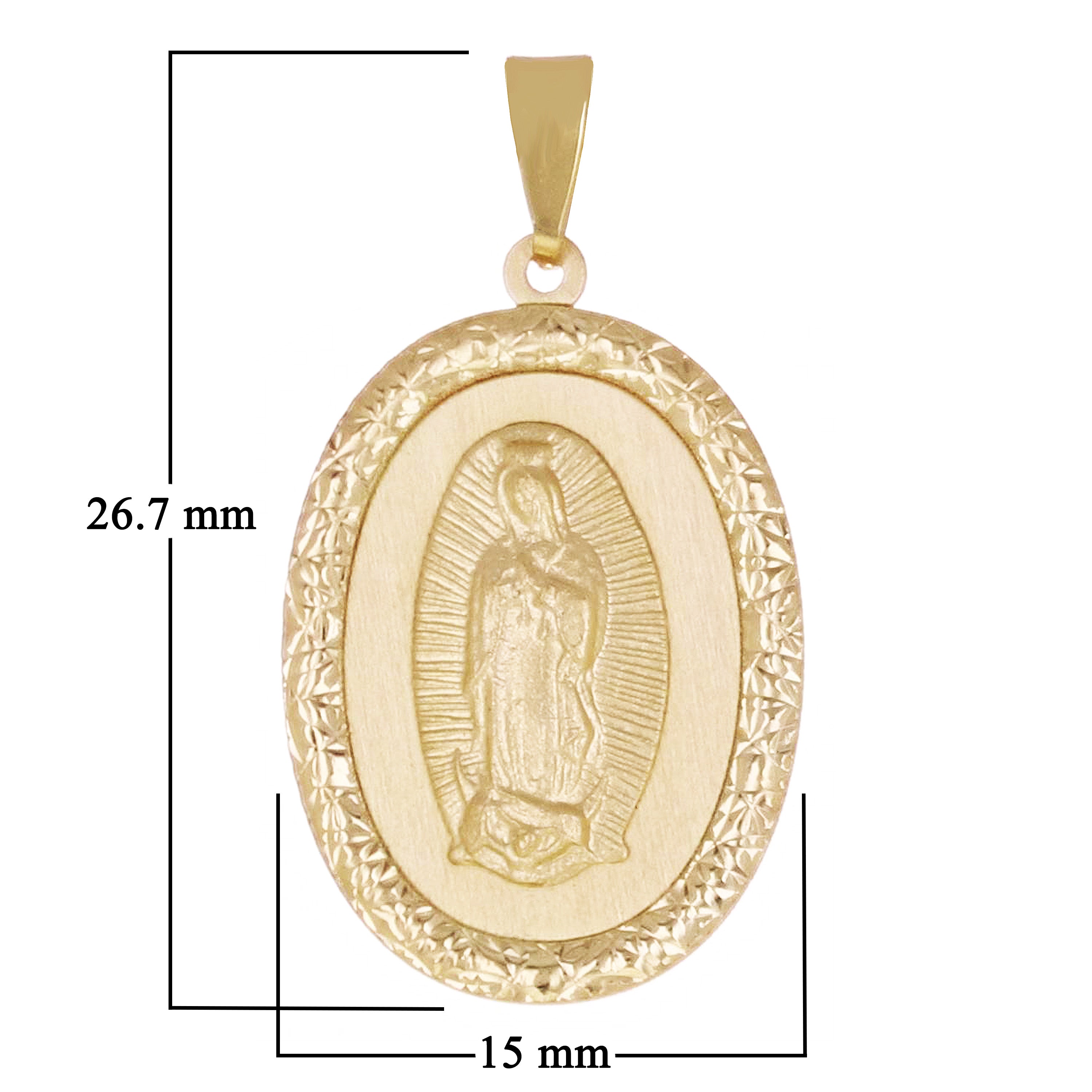 Italian 14k Yellow Gold Miraculous Medal Oval Charm Pendant 1" 1.9 grams