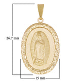 Italian 14k Yellow Gold Miraculous Medal Oval Charm Pendant 1" 1.9 grams