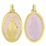 Italian 14k Yellow Gold Mother of Pearl Mother of God Virgin Mary Charm Pendant