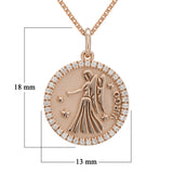 14k Rose Gold  Diamond Zodiac Sign Virgo Pendant Necklace 18" - Virgo,Rose