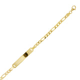 Italian 14k Yellow Gold Engravable Baby Kid ID Figaro Bracelet 6.5" 2.7 grams