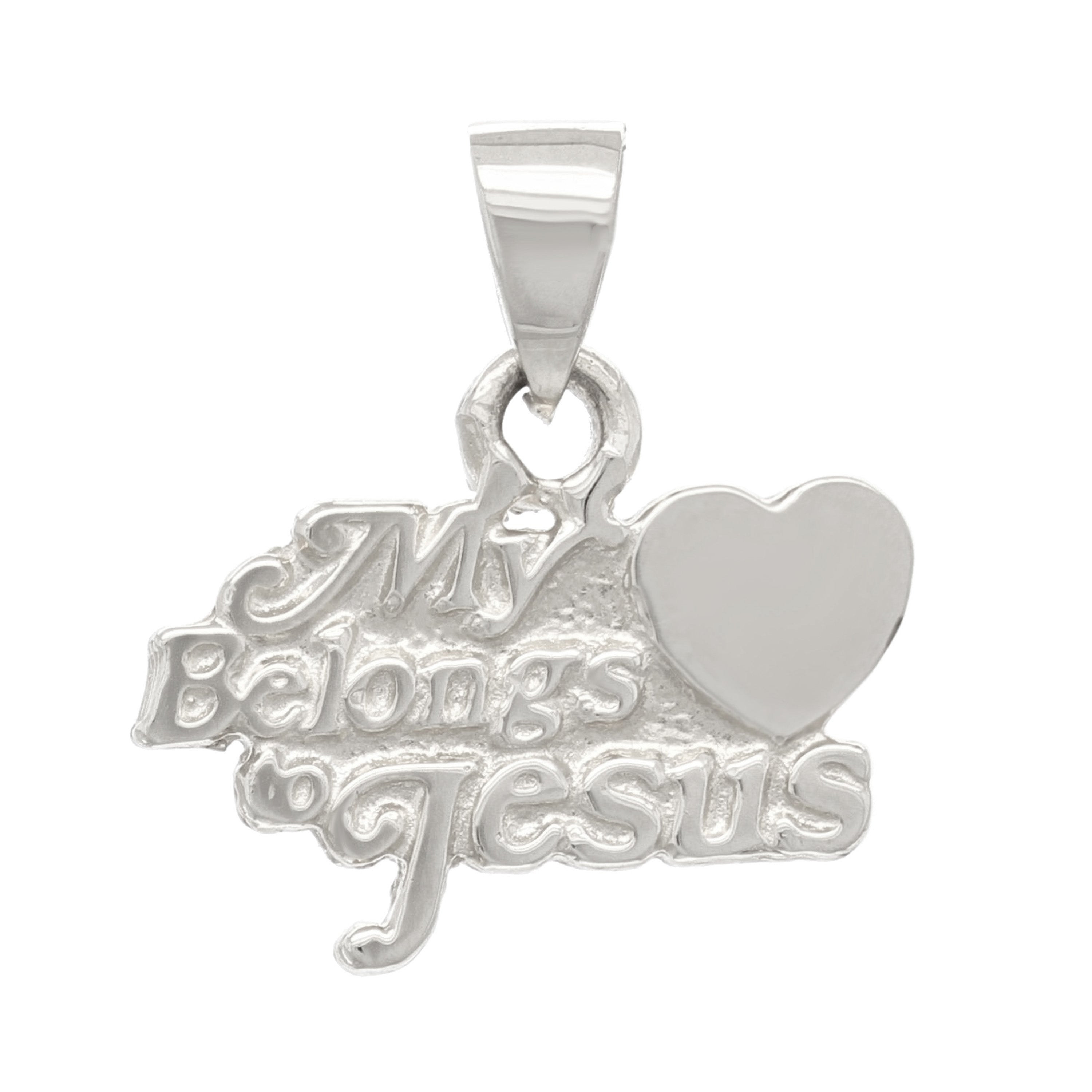 14k White Gold My Heart Belongs To Jesus Charm Pendant - White