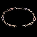 Italian 14k Tri Color Gold Hollow Oval Link Bracelet 7.5" 6mm 2.3 grams