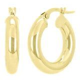 Italian 14k Yellow Gold High Polished Round Hoop Earrings 25mm x 5mm 3.5 grams