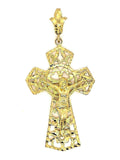 10k Yellow Gold Jesus Christ Filigree Crucifix Cross Pendant 3.3" 3.3" 12 grams