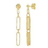 Italian 14k Yellow Gold Paper Link Chain Necklace Bracelet & Earrings Set 15.1 g