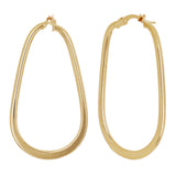 Italian 14k Yellow Gold Oblong Oval U-Shaped Hoop Earrings 1.6" 3 grams