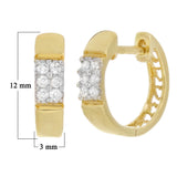 14k Yellow Gold Diamond Accent Heart Huggie Hoop Earrings