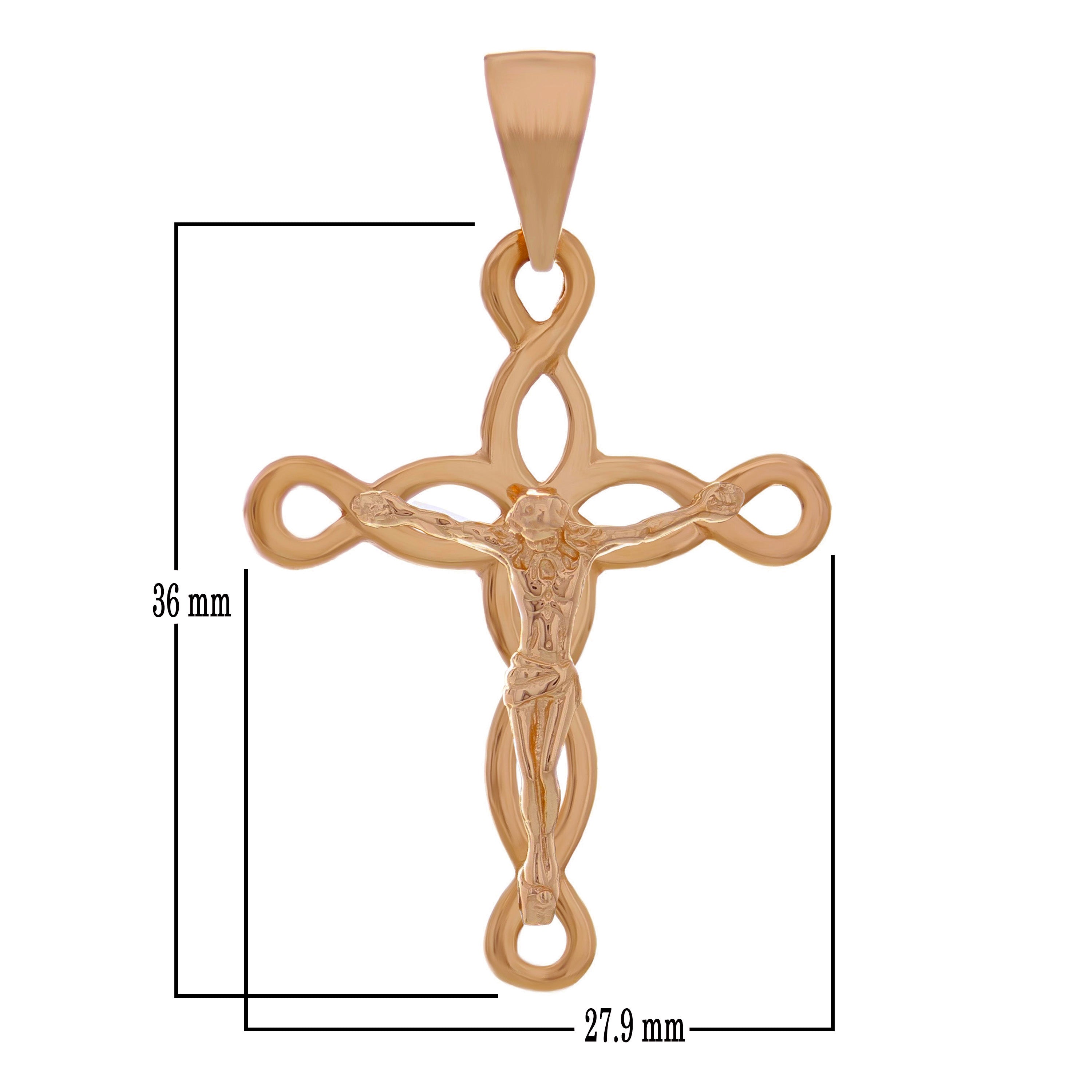 14k Rose Gold Solid Jesus Crucifix Cross Religious Charm Pendant 3.7 grams