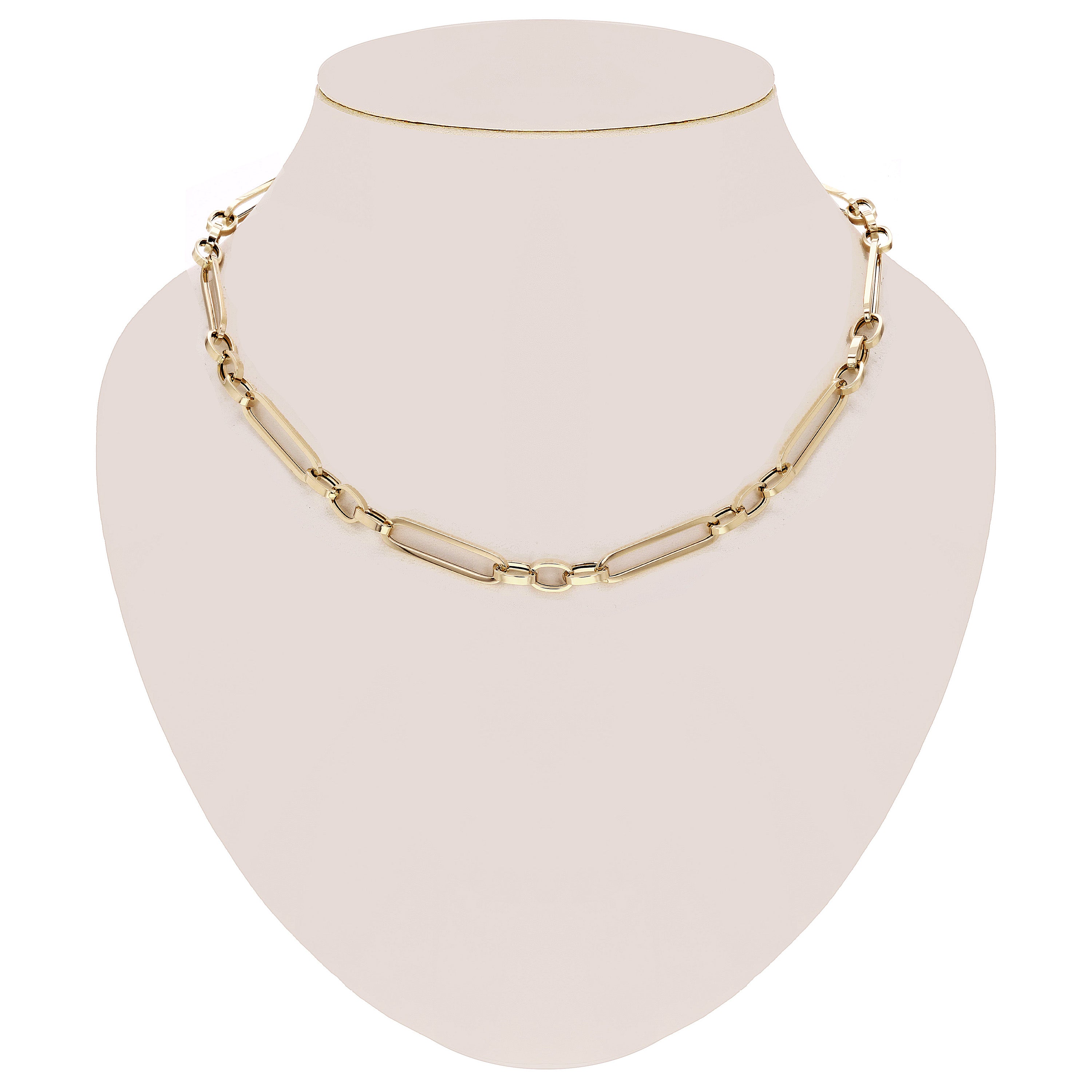 Italian 14k Yellow Gold Hollow Paper Clip Link Necklace 7mm 18" 8.7 grams