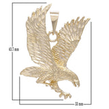 14k Yellow Gold Solid Diamond Cut Flying American Eagle Charm Pendant 1.6" 9.8g - Yellow