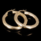 Italian 14k Yellow Gold Honeycomb Hollow Round Hoop Earrings 1.2" 4mm 3.5 grams