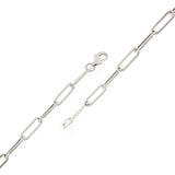 Italian 14k White Gold Hollow Paper Clip Links Bracelet 8" 3.2mm 1.6 grams - White,8"