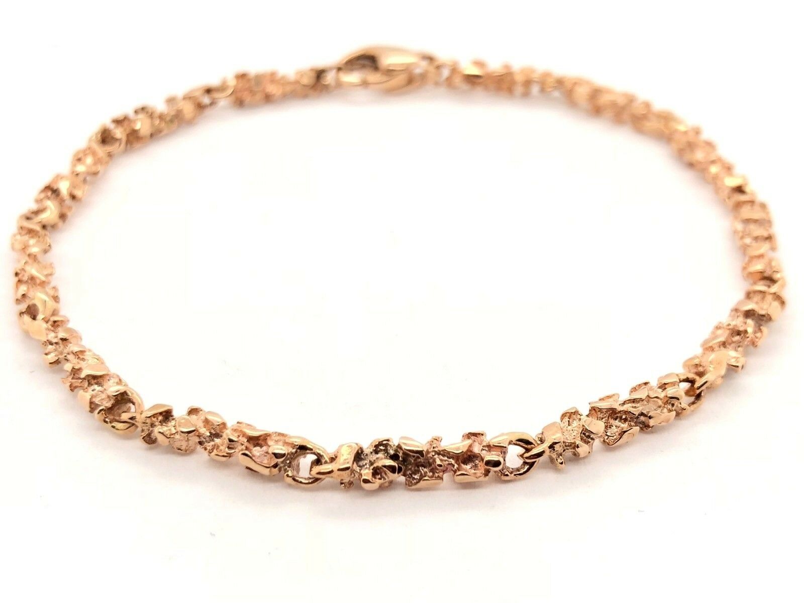 14k Rose Gold Nugget Bracelet 9" 3.8mm 11.5 grams - Rose,9"