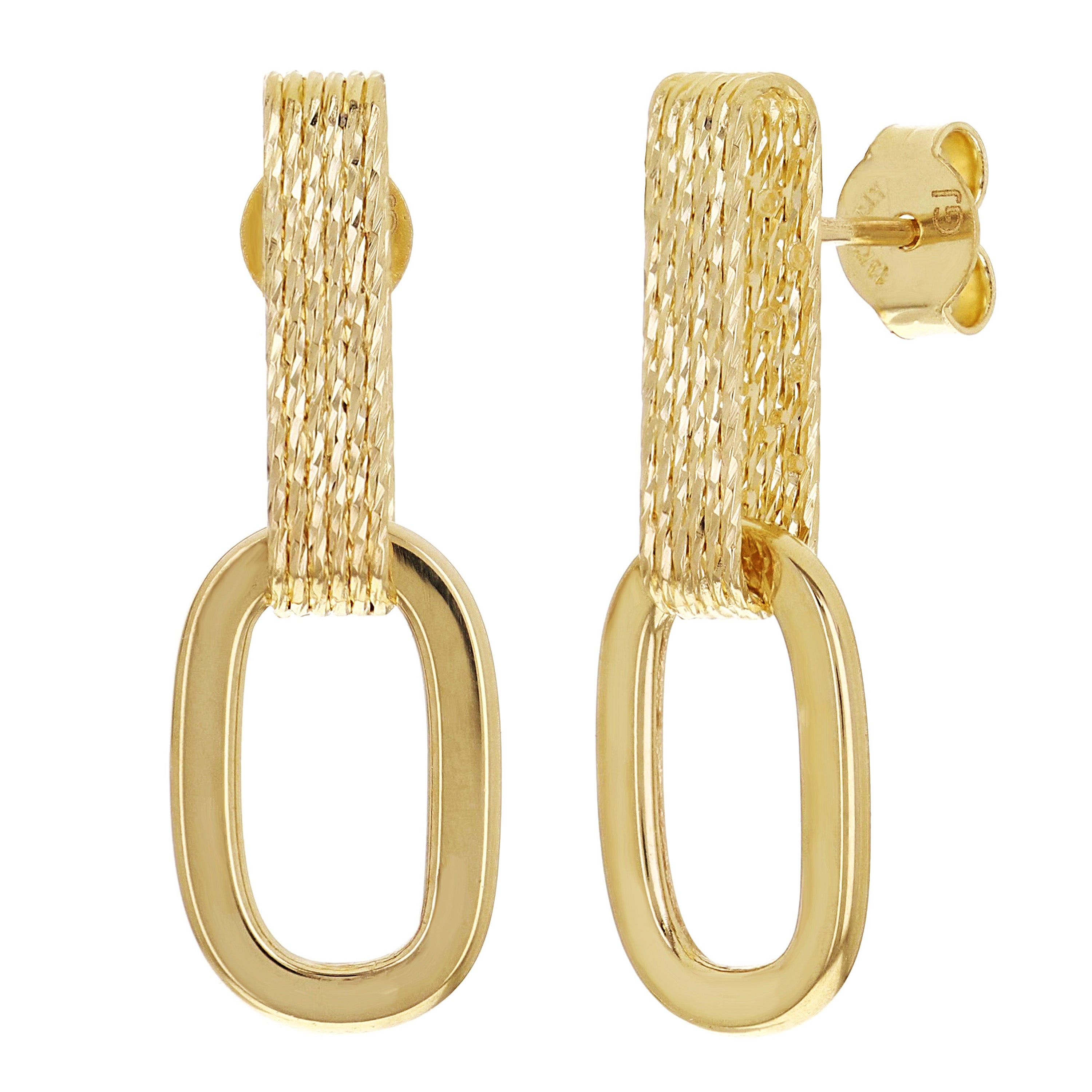 Italian 14k Yellow Gold Oval Links Necklace, Bracelet & Earrings Set 22.1 grams